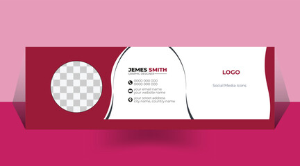 Wall Mural - Vector corporate email signature or footer template design with personal details design template