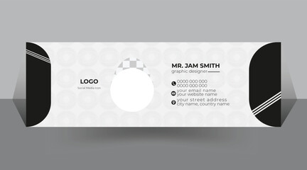 Wall Mural - Vector corporate email signature or footer template design with personal details