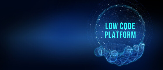Low Code software development platform technology concept. 3d illustration