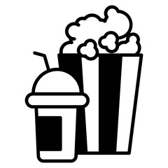 Poster - Pop Corn drink solid glyph icon illustration