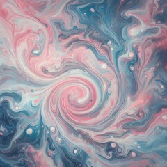  An abstract depiction of swirling patterns in varying shades of pink and blue with white highlights, the colors flowing into each other to create a marbled effect.