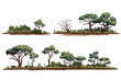 Savannah vegetation set vector flat isolated vector style illustration