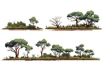 Wall Mural - Savannah vegetation set vector flat isolated vector style illustration