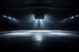 Fototapeta Desenie - ice arena or an indoor hockey indoor, empty, dark rink with floodlights