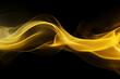 abstract yellow smoke flowing side, isolated on black background