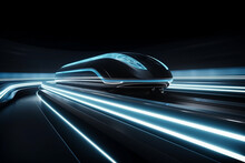 Hyperloop train, background of a magnetic levitation train, Hyperloop mass transit with in a vacuum, The fastest train transportation in the future, High speed rail travel