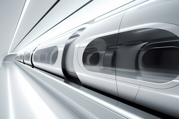 Hyperloop train, background of a magnetic levitation train, Hyperloop mass transit with in a vacuum, The fastest train transportation in the future, High speed rail travel