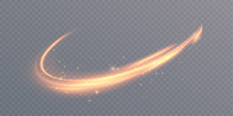 Wall Mural - curve neon line light effect. golden swirl of plasma. element for your design, advertising, cards, i