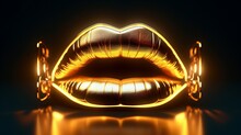 Golden Neon Tube Lights From The Lips Beautiful Image Ai Generated Art
