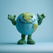 Planet earth globe with smile happy face isolated 3d