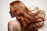 Fototapeta  - Healthy shiny copper woman lustrous hair