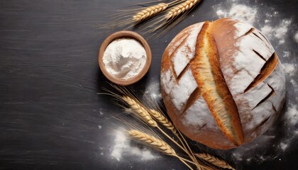 Wall Mural - Fresh homebaked artisan sourdough slice bread