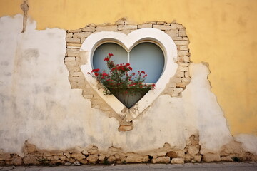 heart shape window on the wall