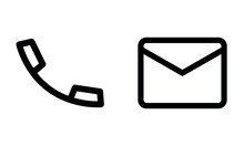 Contact Us Icon Set - Phone Contact And Address, A Simple Symbol Of A Post Envelope And A Telephone