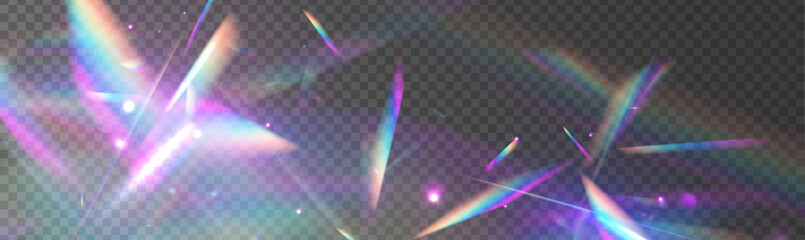 Fototapete - Transparent light refraction pattern for adding effects to backgrounds and objects. Crystal Rainbow Light Effects. Overlay for backgrounds.