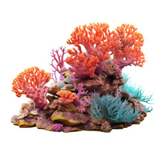 Wall Mural - coral reef isolated PNG on transparent background cutout