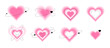 Y2k Valentine day gradient card Blurry heart aura aesthetic element with linear form Trendy girly retro groovy style