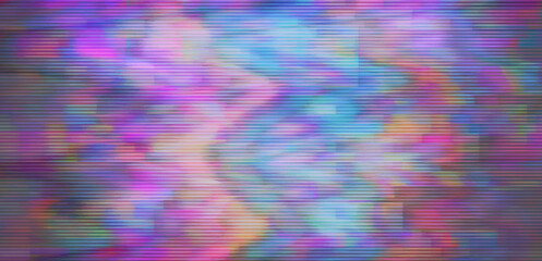 Wall Mural - retro cctv or vhs video background texture with colorful noise and horizontal scanlines.