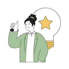 Poster - Insurance service concept with cartoon people in flat design for web. Woman using insurance policy for protecting life, health, home. Vector illustration for social media banner, marketing material.