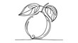 One single line drawing of whole healthy organic lemon for orchard logo identity.