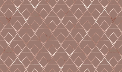 Wall Mural - Geometric seamless pattern ornament design with rose gold diamond tiles.