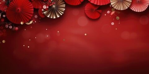 Wall Mural - Chinese new year festive background with red decoration