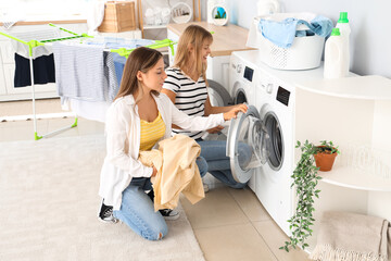 Poster - Female students doing laundry in dormitory