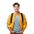 © Pajaros Volando - Portrait of young man university student wearing casual clothes over isolated transparent background