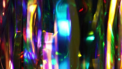 Wall Mural - Fairy Christmas Lights Bokeh. Sparkling highlights and rainbow colors. Abstract festive party background