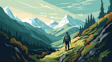 travel themed vector background adventurous shades of expedition green and exploration blue. vector 