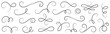 © Polina Tomtosova - Line flourish swirl vector calligraphy ornament elements. Fancy line flourish text typography accent, filigree modern curve ornament. Curl elegant vintage simple design elements. Vector illustration