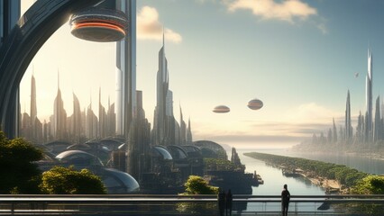 futuristic technological dystopian city cinematic wallpaper