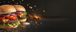 ai generative, fast food close-up shot of delicious beef burger