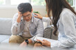 Psychology, depression. Sad, suffering asian young man, male consulting with psychologist, psychiatrist while patient counseling mental problem with doctor at clinic. Encouraging, therapy, health care