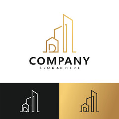 Wall Mural - Building latter d logo design with creative concept Premium Vector