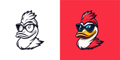 Wall Mural - duck mascot logo, illustration, vector
