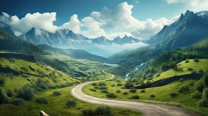 Wall Mural - A winding road in the Mountains