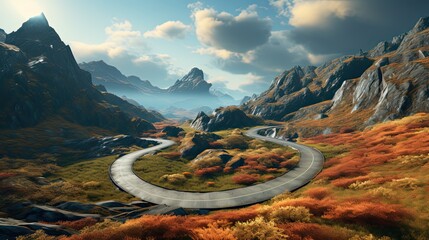 Wall Mural - A winding road in the Mountains