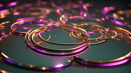 Wall Mural - Minimal animation of a set of rings orbiting around a central point, each ring changing color and shape in synchronization.