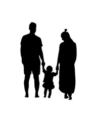 Vector illustration silhouettes of family on a white background