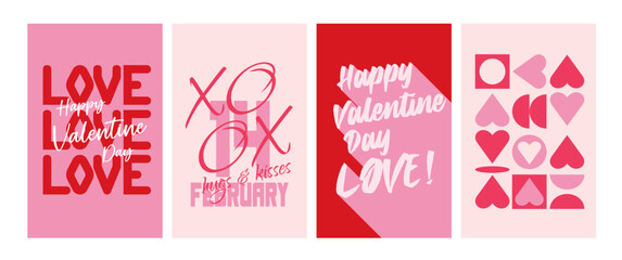 Wall Mural - Happy Valentines Day typography with handwritten calligraphy text, isolated on white background. Vector Illustration