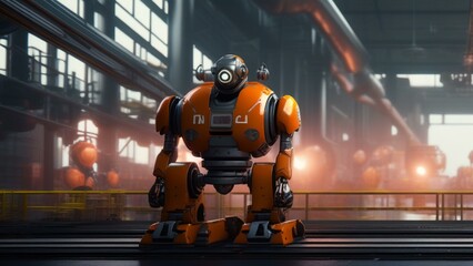 Wall Mural - ai robot factory cinematic wallpaper