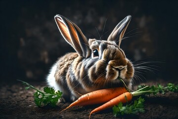 Wall Mural - rabbit with carrot