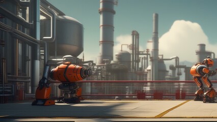 Wall Mural - ai robot factory cinematic wallpaper
