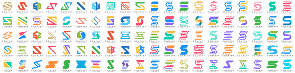 collection abstract letter S logo design. modern logotype S design with colorful. vector illustration