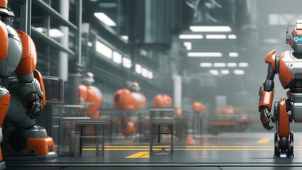 Wall Mural - ai robot factory cinematic wallpaper