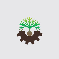 Wall Mural - plant engineering logo design, gird icon with plants