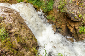 Sticker - Waterfall on a rocky river in the mountains