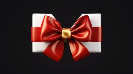 Wall Mural - A white gift box with a red bow. Perfect for any occasion