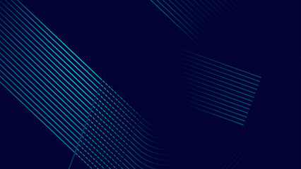 Wall Mural - Dark blue abstract background with glowing geometric lines. Modern shiny blue lines pattern. Futuristic technology concept abstract wave dark background. vector illustration